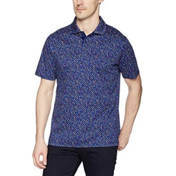 Bugatchi Uomo Other - Bugatchi Trim Fit Multi Dot Shirt Men's XL Short Sleeve Blue Stretch